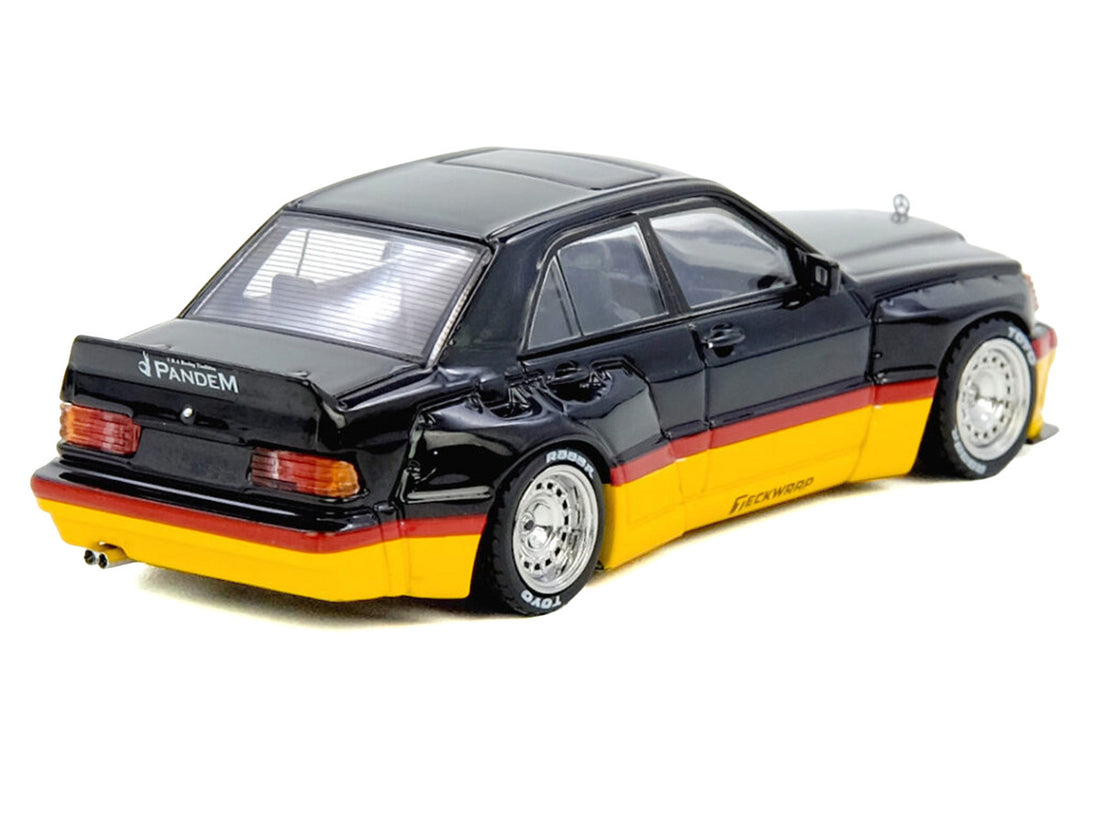 Pandem Rocket Bunny 190E Black with Red and Yellow Stripes "Diecast Con Madrid 2026 Event Edition" 1/64 Diecast Model Car by Inno Models-2