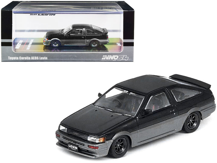 Toyota Corolla AE86 Levin RHD (Right Hand Drive) Black and Gray Metallic 1/64 Diecast Model Car by Inno Models-0