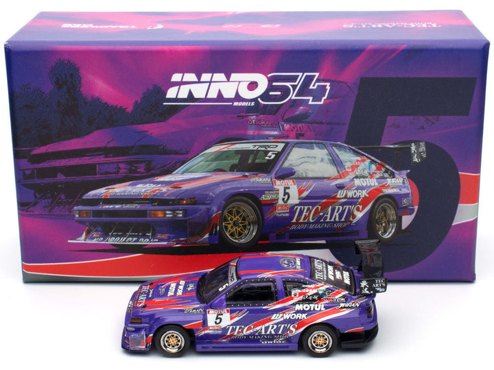 Toyota Sprinter Trueno (AE86) RHD (Right Hand Drive) #5 "N2 Project by TEC-ART's" Purple Metallic with Graphics 1/64 Diecast Model Car by Inno Models-0