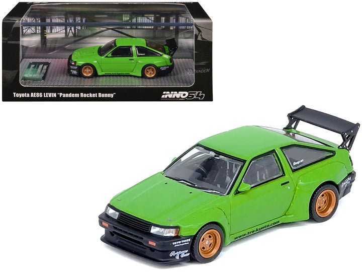 Toyota AE86 Levin RHD (Right Hand Drive) "Pandem Rocket Bunny" Green 1/64 Diecast Model Car by Inno Models-0