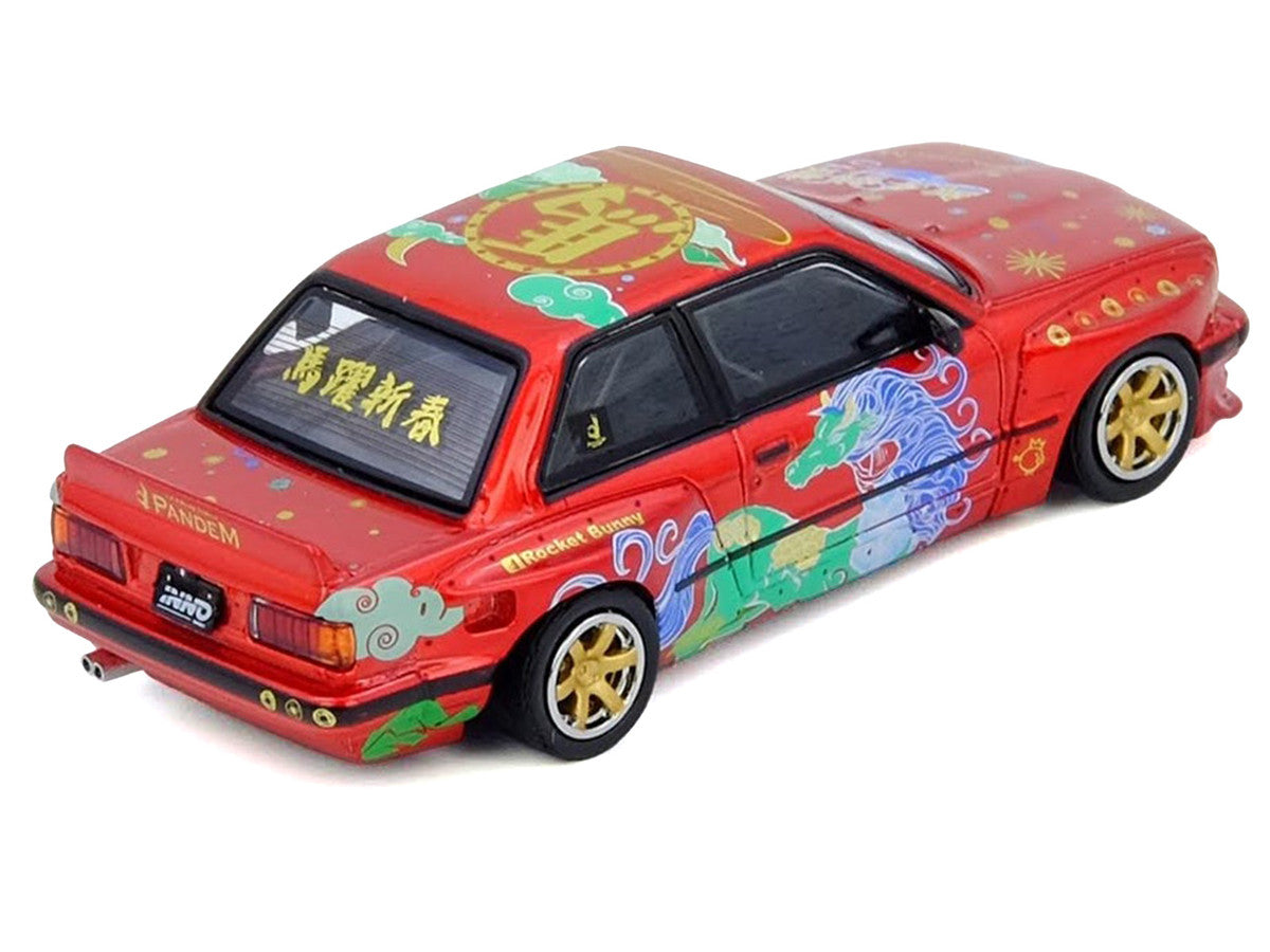 Pandem Rocket Bunny E30 "Year of the Horse - Chinese New Year 2026 Special Edition" Red Metallic with Graphics Limited Edition to 8888 pieces Worldwide 1/64 Diecast Model Car by Inno Models 4