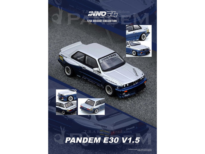 BMW E30 M3 Pandem Silver Metallic 1:64 diecast model by Inno Models