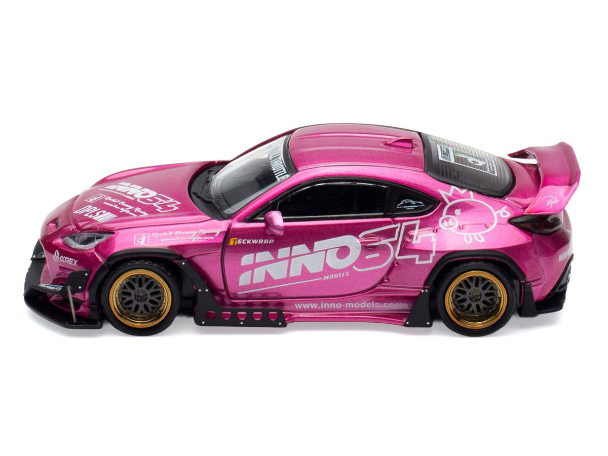 Toyota GR86 "Pandem Rocket Bunny" RHD (Right Hand Drive) Pink Metallic with Graphics "APA XPO 2025 Event Exclusive" 1/64 Diecast Model Car by Inno Models-0