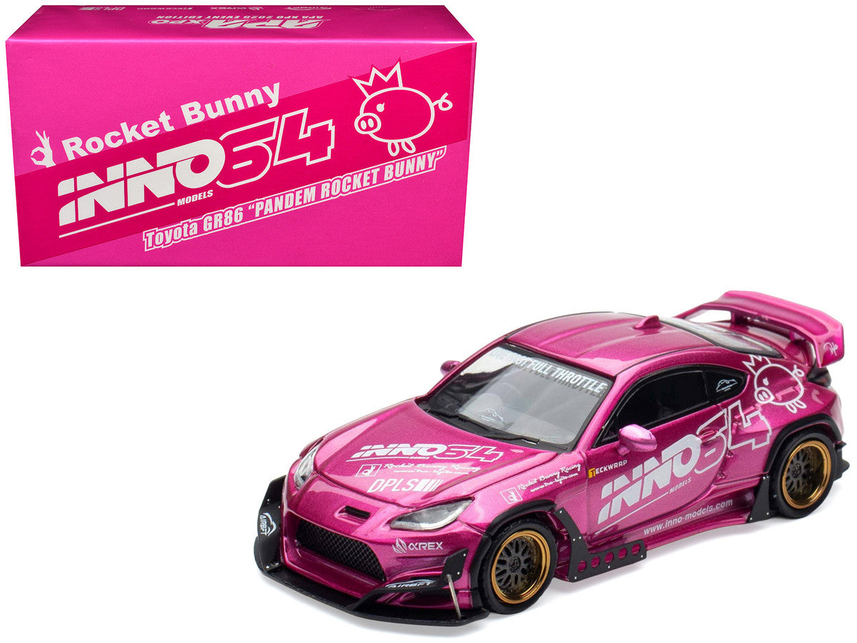 Toyota GR86 "Pandem Rocket Bunny" RHD (Right Hand Drive) Pink Metallic with Graphics "APA XPO 2025 Event Exclusive" 1/64 Diecast Model Car by Inno Models-4
