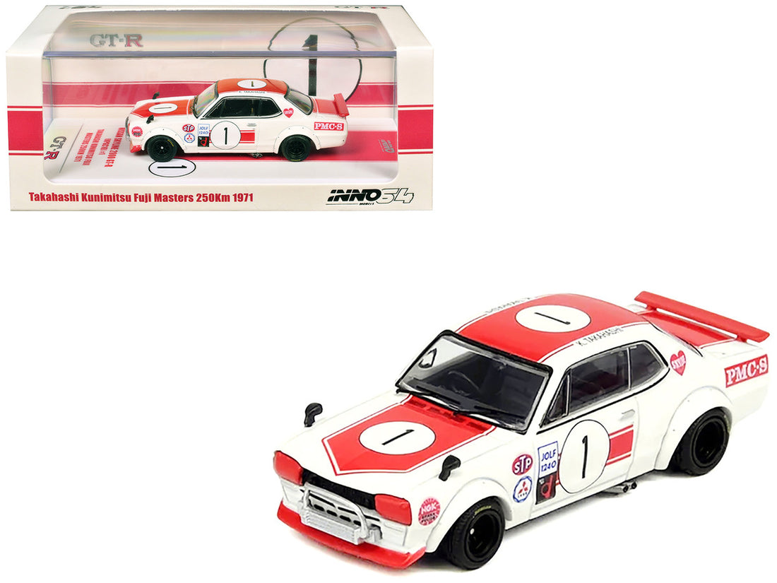 Nissan Skyline 2000 GT-R (KPGC10) #1 RHD (Right Hand Drive) Takahashi Kinimitsu "Fuji Masters 250km" (1971) 1/64 Diecast Model Car by Inno Models-3
