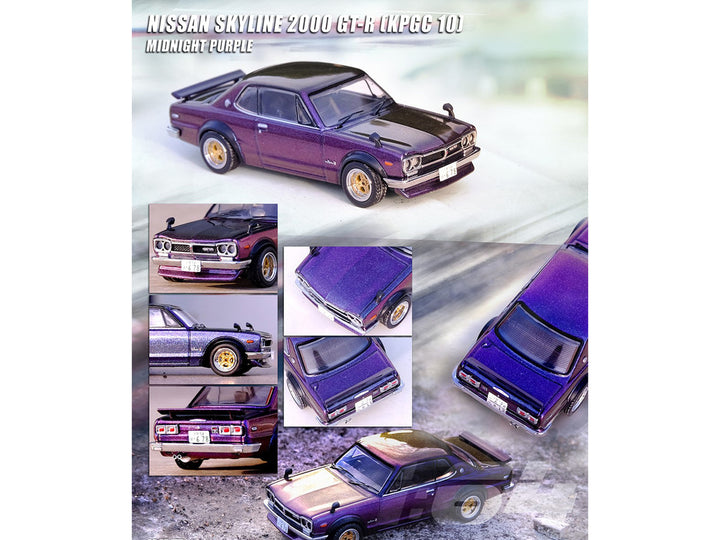 Nissan Skyline 2000 GT-R (KPGC10) RHD (Right Hand Drive) Magic Purple II Metallic 1/64 Diecast Model Car by Inno Models-1