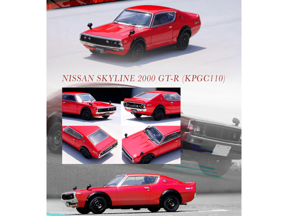 Nissan Skyline 2000 GT-R (KPGC110) RHD (Right Hand Drive) Red 1/64 Diecast Model Car by Inno Models-2