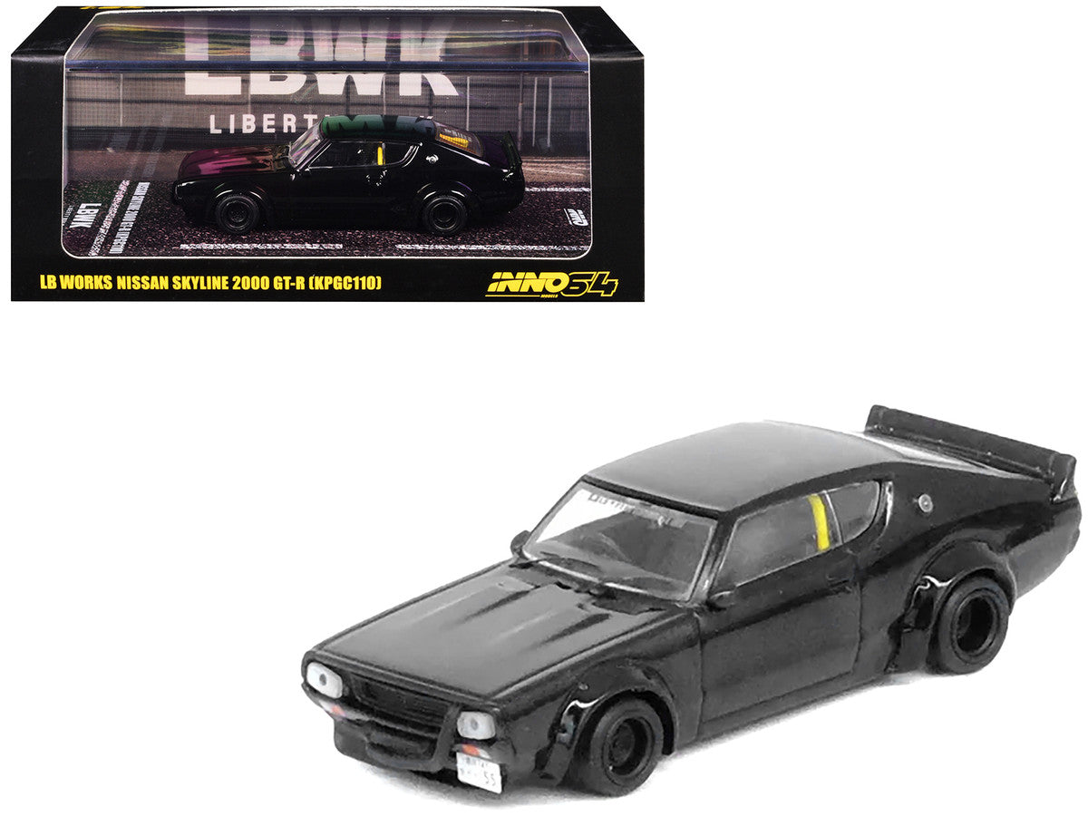 Nissan Skyline 2000 GT-R (KPGC110) RHD (Right Hand Drive) "LB-Works" Black 1/64 Diecast Model Car by Inno Models-3