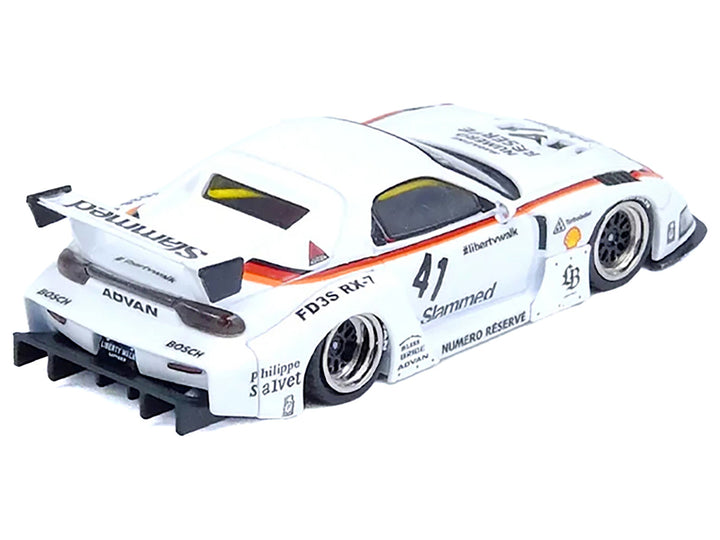 Mazda RX7 (FD3S) LB-Super-Silhouette RHD (Right Hand Drive) #41 White with Stripes and Graphics 1/64 Diecast Model Car by Inno Models-1