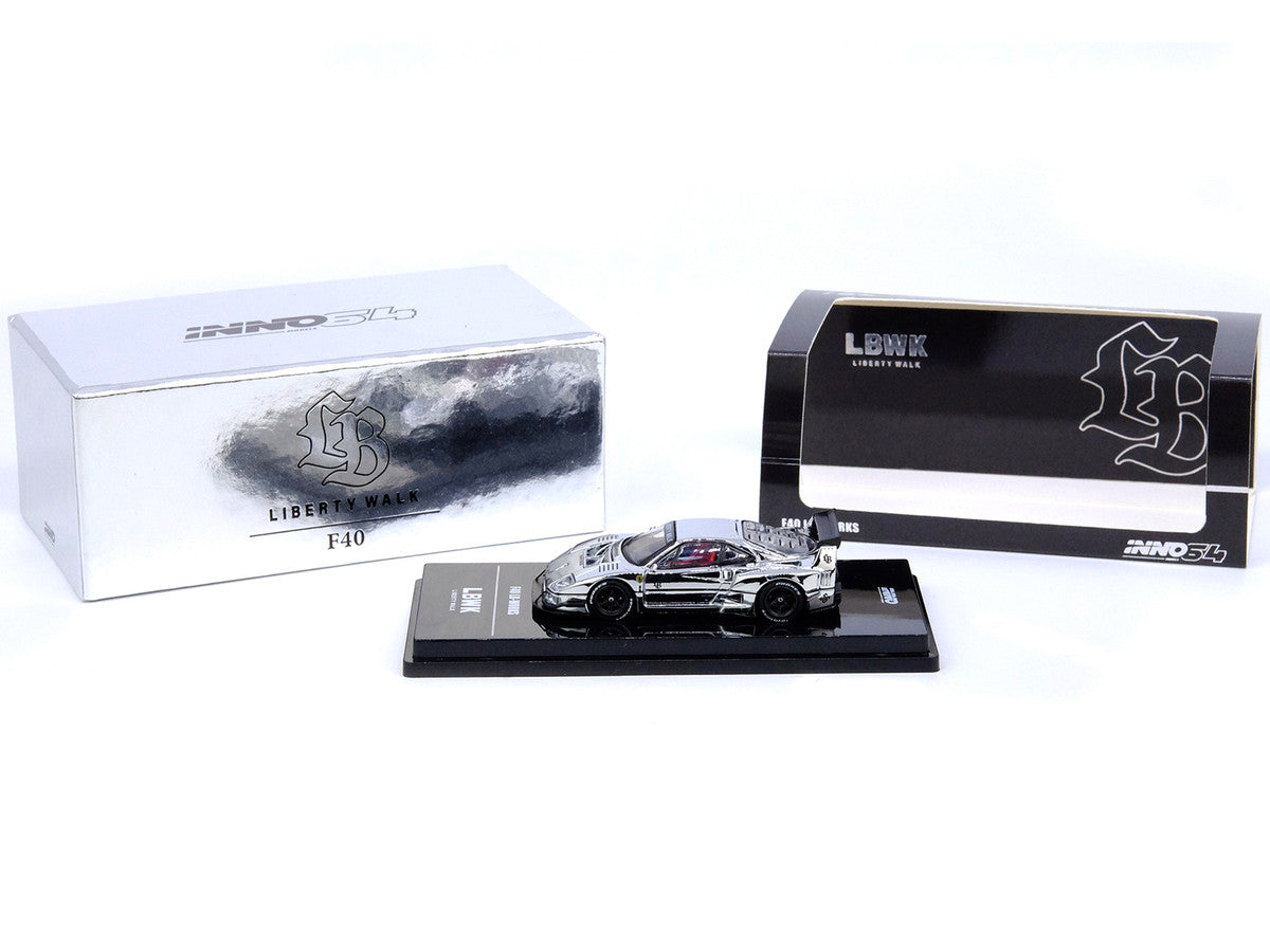 LBWK (Liberty Walk) F40 Chrome Silver 1/64 Diecast Model Car by Inno Models-1