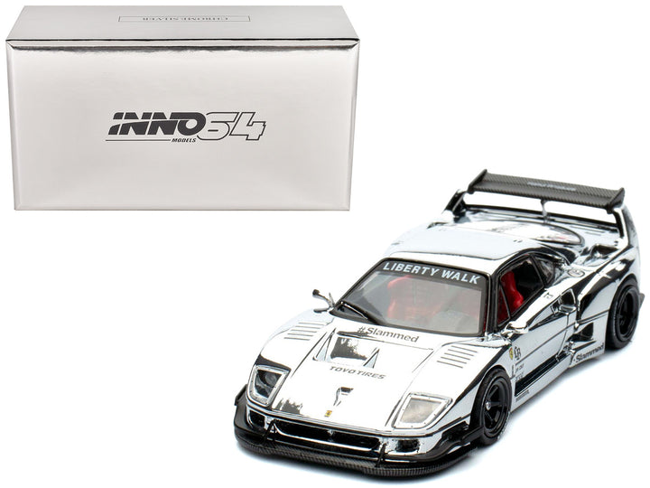 LBWK (Liberty Walk) F40 Chrome Silver 1/64 Diecast Model Car by Inno Models-0