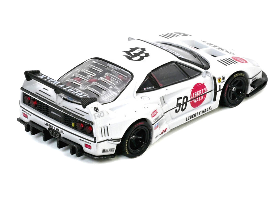 LBWK (Liberty Walk) F40 #58 White with Graphics "Collet" 1/64 Diecast Model Car by Inno Models-2