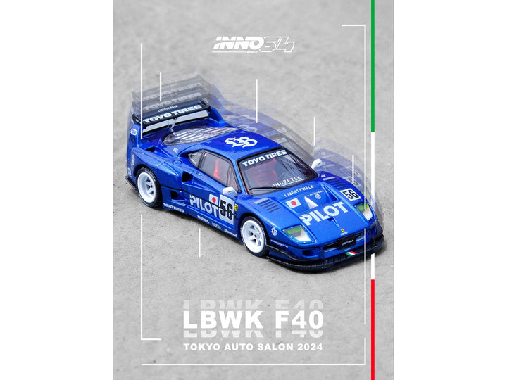 LBWK (Liberty Walk) F40 #56 Blue "Tokyo Auto Salon 2024" 1/64 Diecast Model Car by Inno Models-1