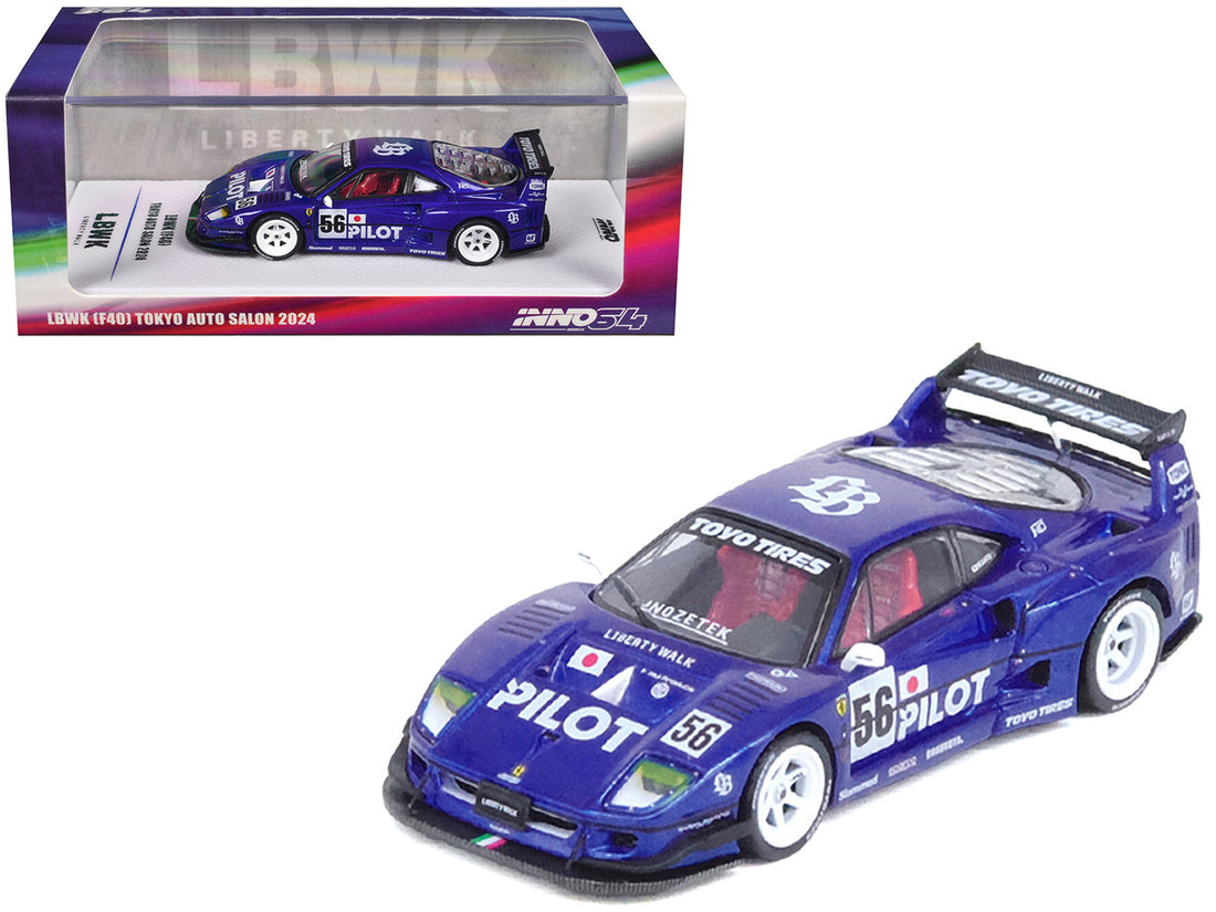 LBWK (Liberty Walk) F40 #56 Blue "Tokyo Auto Salon 2024" 1/64 Diecast Model Car by Inno Models-3