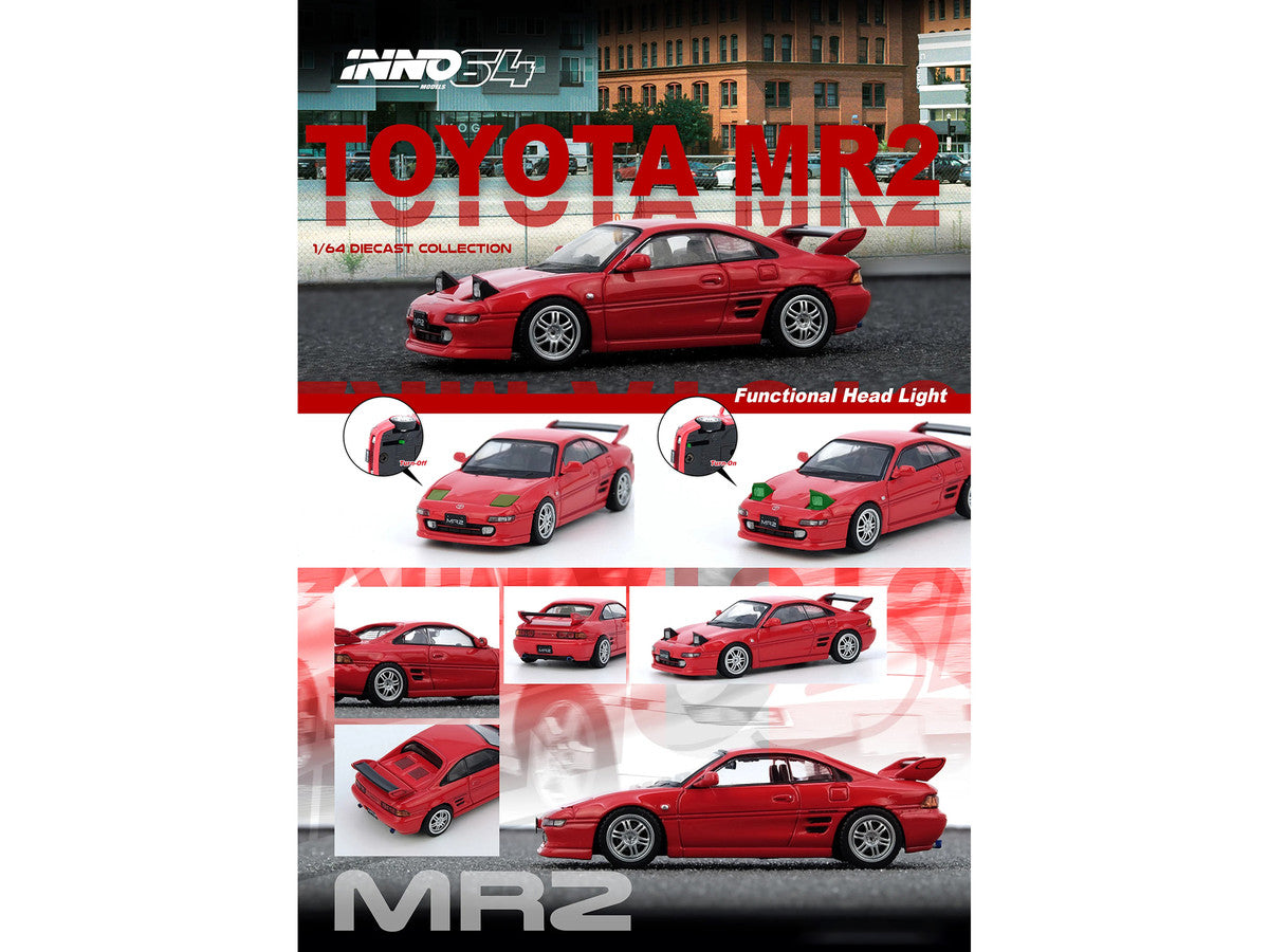 Toyota MR2 (SW20) RHD (Right Hand Drive) Red 1/64 Diecast Model Car by Inno Models-4