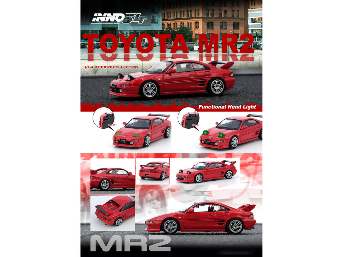 Toyota MR2 (SW20) RHD (Right Hand Drive) Red 1/64 Diecast Model Car by Inno Models-4