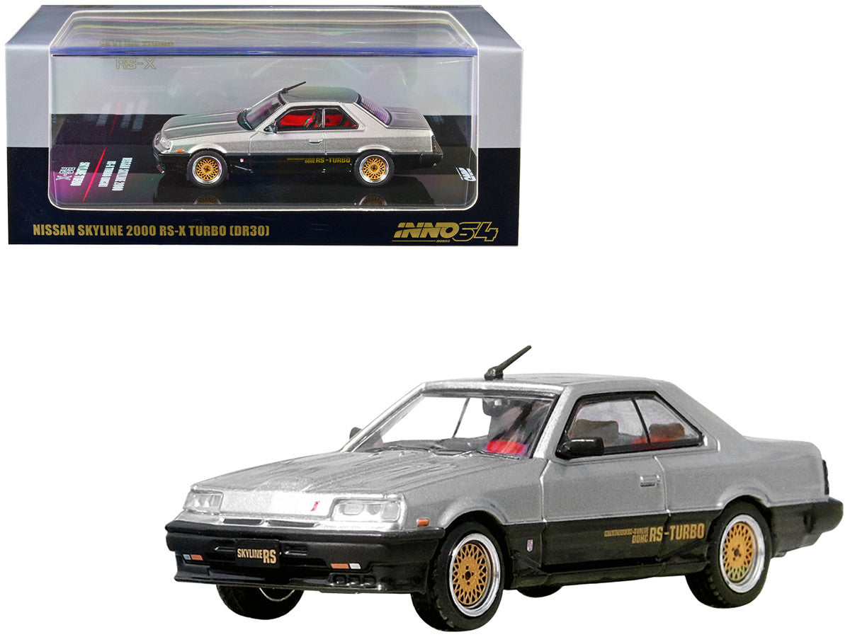 Nissan Skyline 2000 RS-X Turbo (DR30) RHD (Right Hand Drive) Silver and Black 1/64 Diecast Model Car by Inno Models-0