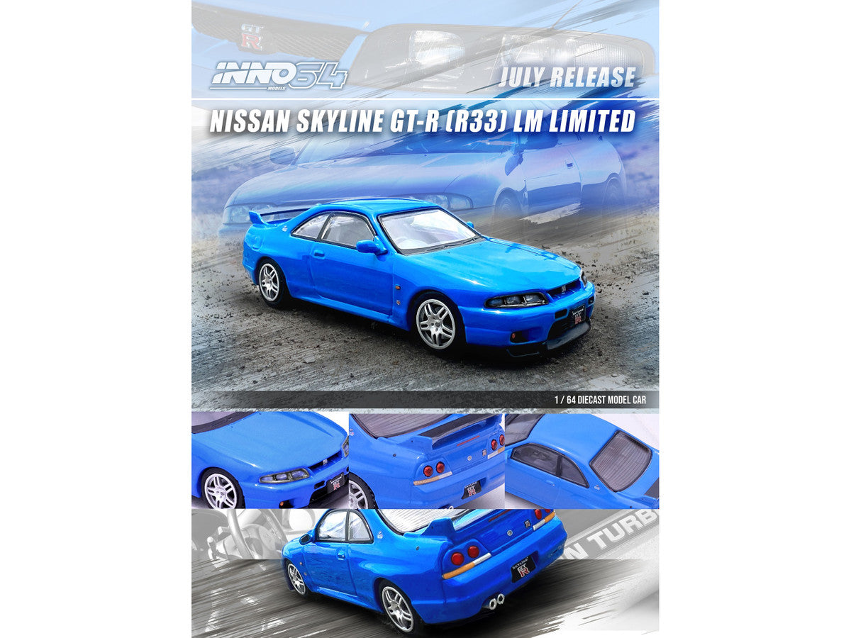 Nissan Skyline GT-R (R33) RHD (Right Hand Drive) Blue "LM Limited" 1/64 Diecast Model Car by Inno Models-1