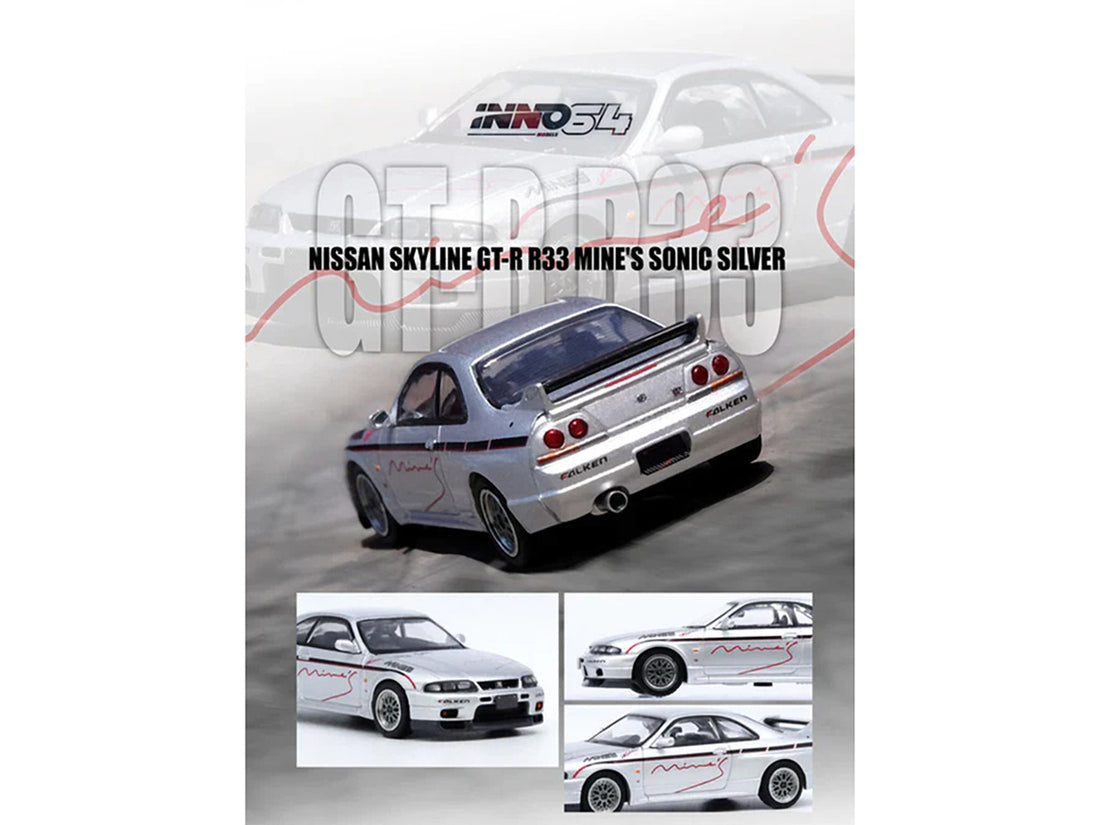 Nissan Skyline GT-R N1 (R33) RHD (Right Hand Drive) "Tuned by Mine's" Silver 1/64 Diecast Model Car by Inno Models-2