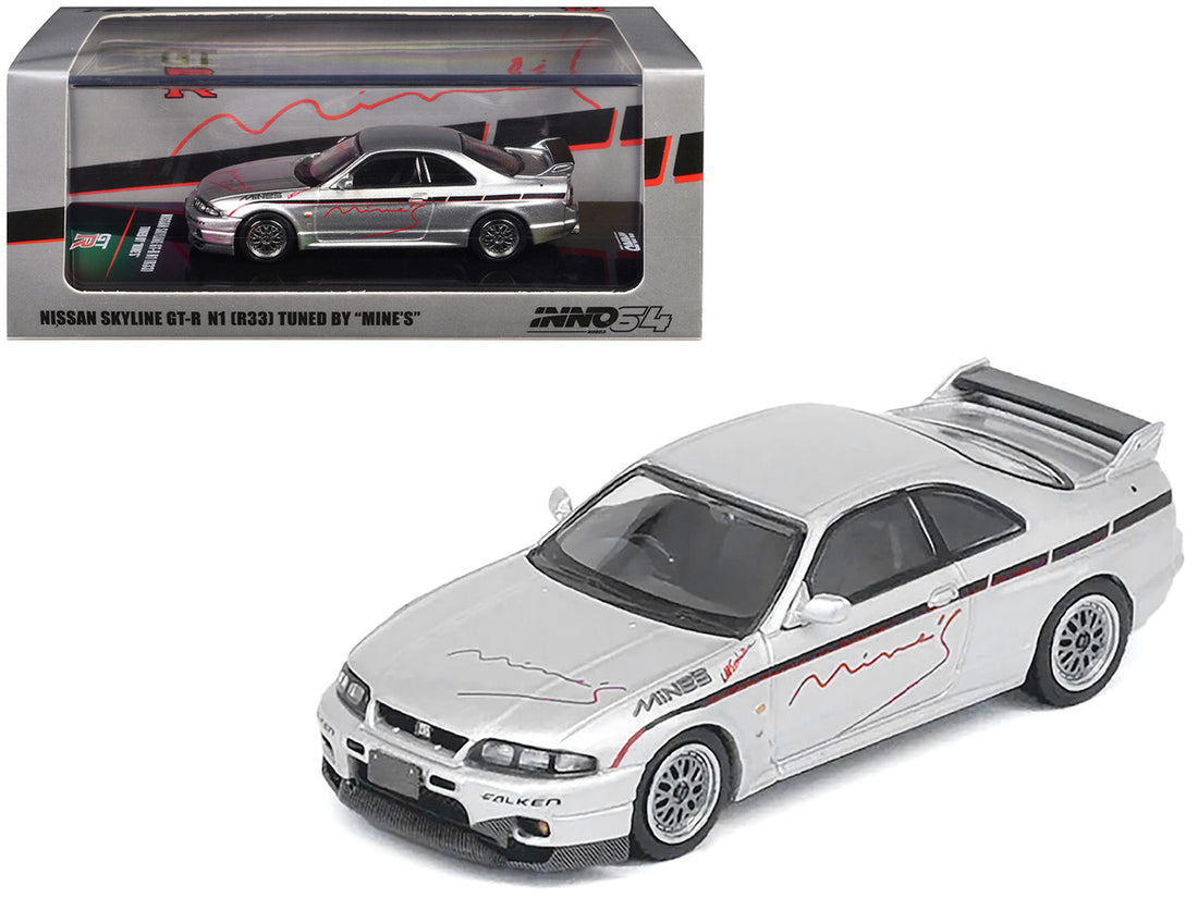 Nissan Skyline GT-R N1 (R33) RHD (Right Hand Drive) "Tuned by Mine's" Silver 1/64 Diecast Model Car by Inno Models-3