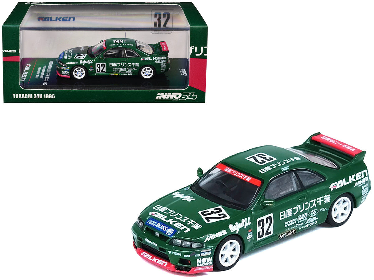 Nissan Skyline GT-R (R33) RHD (Right Hand Drive) #32 "Prince Chiba Falken" N1 Super Endurance Series "Tokachi 24 Hours" (1996) 1/64 Diecast Model Car by Inno Models-3