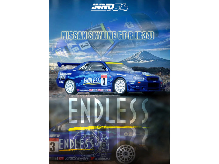 Nissan Skyline GT-R (R34) RHD (Right Hand Drive) #3 "Endless Advan" Winner "Super Taikyu Series" (2002) 1/64 Diecast Model Car by Inno Models-0