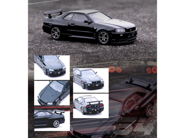 Nissan Skyline GT-R (R34) V-SPEC II RHD (Right Hand Drive) Black 1/64 Diecast Model Car by Inno Models-1