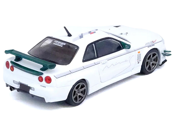 Nissan Skyline GT-R (R34) V-SPEC N1 RHD (Right Hand Drive) "Tuned by Mine's" White 1/64 Diecast Model Car by Inno Models-0