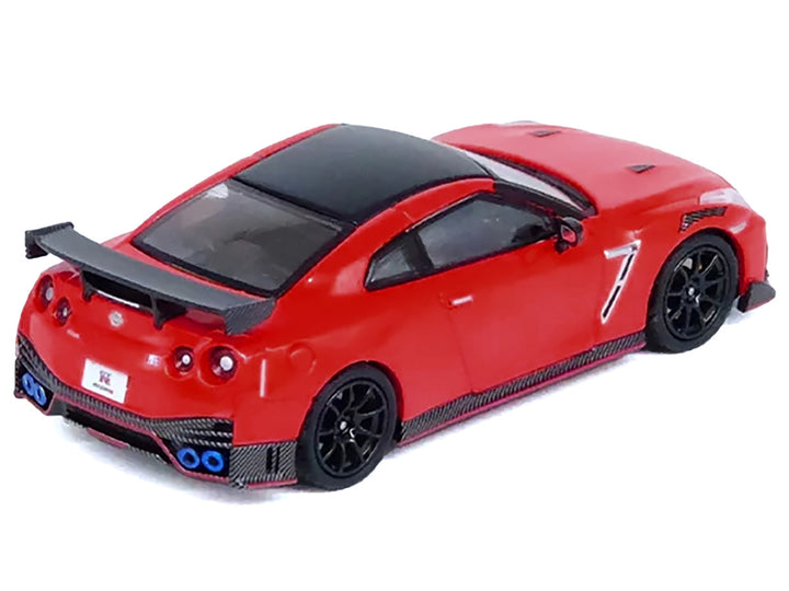Nissan GT-R (R35) Nismo RHD (Right Hand Drive) Red with Carbon Hood and Top 1/64 Diecast Model Car by Inno Models-1