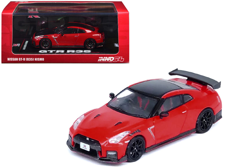 Nissan GT-R (R35) Nismo RHD (Right Hand Drive) Red with Carbon Hood and Top 1/64 Diecast Model Car by Inno Models-0