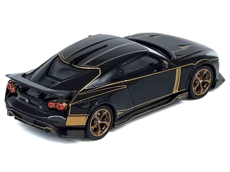Nissan GT-R50 By ItalDesign Black with Gold Accents and Carbon Hood 1/64 Diecast Model Car by Inno Models-2