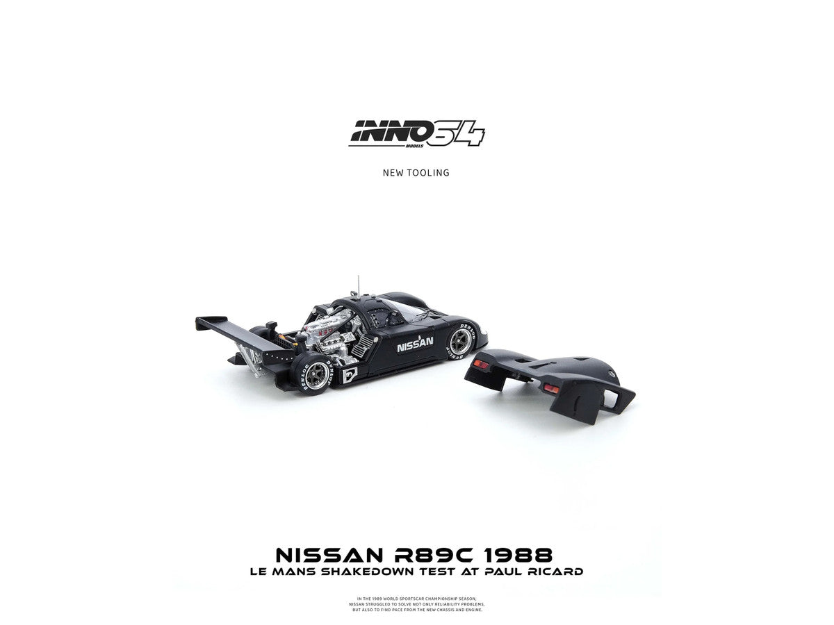 Nissan R89C Matt Black "Le Mans Shakedown Test at Paul Ricard 1988" 1/64 Diecast Model Car by Inno Models-2