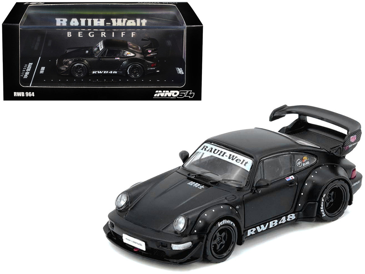 RWB 964 Matt Black 1/64 Diecast Model Car by Inno Models-0