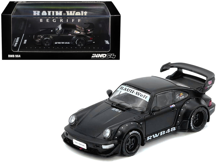RWB 964 Matt Black 1/64 Diecast Model Car by Inno Models-0