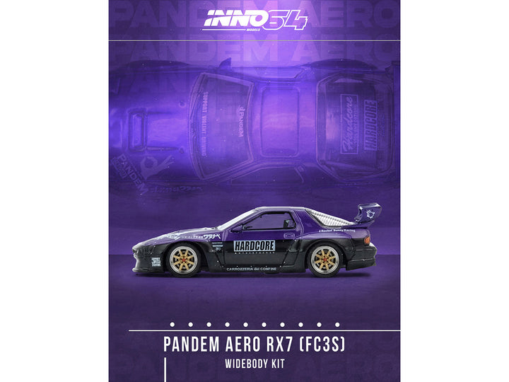 Mazda RX7 (FC3S) "Pandem Rocket Bunny" Kit Purple Metallic and Black 1/64 Diecast Model Car by Inno Models-0