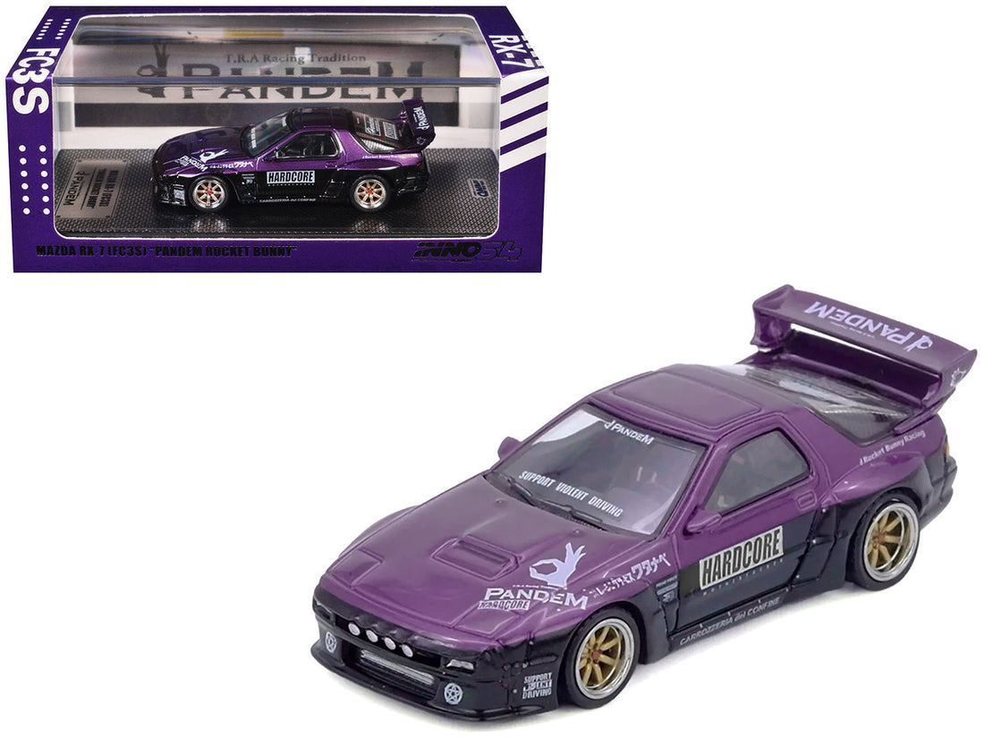 Mazda RX7 (FC3S) "Pandem Rocket Bunny" Kit Purple Metallic and Black 1/64 Diecast Model Car by Inno Models-3