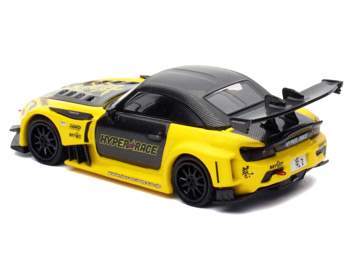 Honda S2000 RHD (Right Hand Drive) "J's Racing" Yellow with Carbon Hood and Top with Graphics "Tokyo Auto Salon Kuala Lumpur 2025 Event Edition" 1/64 Diecast Model Car by Inno Models 4