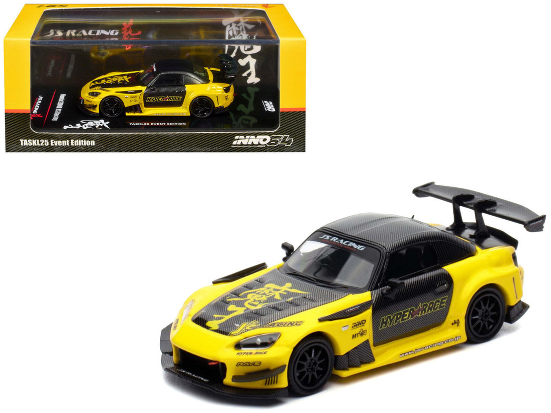 Honda S2000 RHD (Right Hand Drive) "J's Racing" Yellow with Carbon Hood and Top with Graphics "Tokyo Auto Salon Kuala Lumpur 2025 Event Edition" 1/64 Diecast Model Car by Inno Models 5