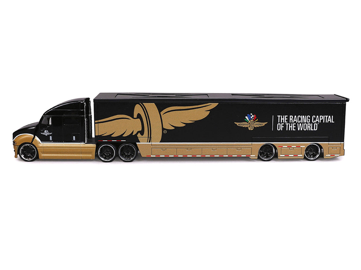 Indianapolis Motor Speedway Hauler Black and Gold 1/64 Diecast Model Car by IXO Models
