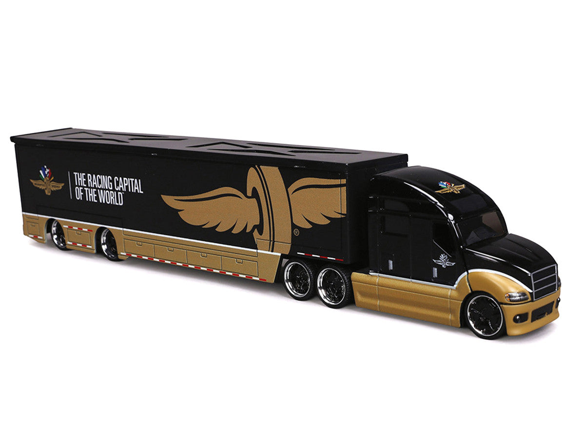 Indianapolis Motor Speedway Hauler Black and Gold 1/64 Diecast Model Car by IXO Models