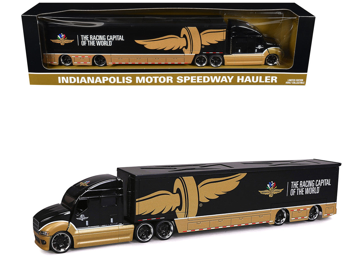 Indianapolis Motor Speedway Hauler Black and Gold 1/64 Diecast Model Car by IXO Models