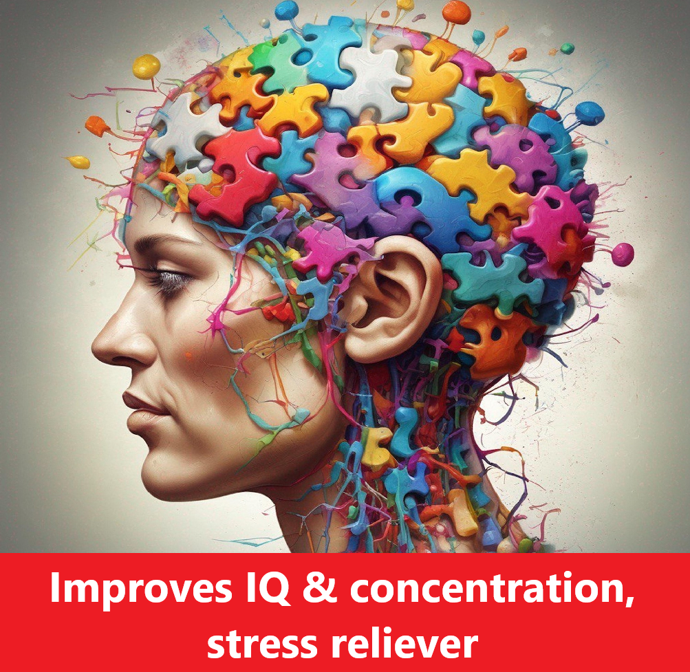 Illustration representing concentration and problem-solving benefits of jigsaw puzzles