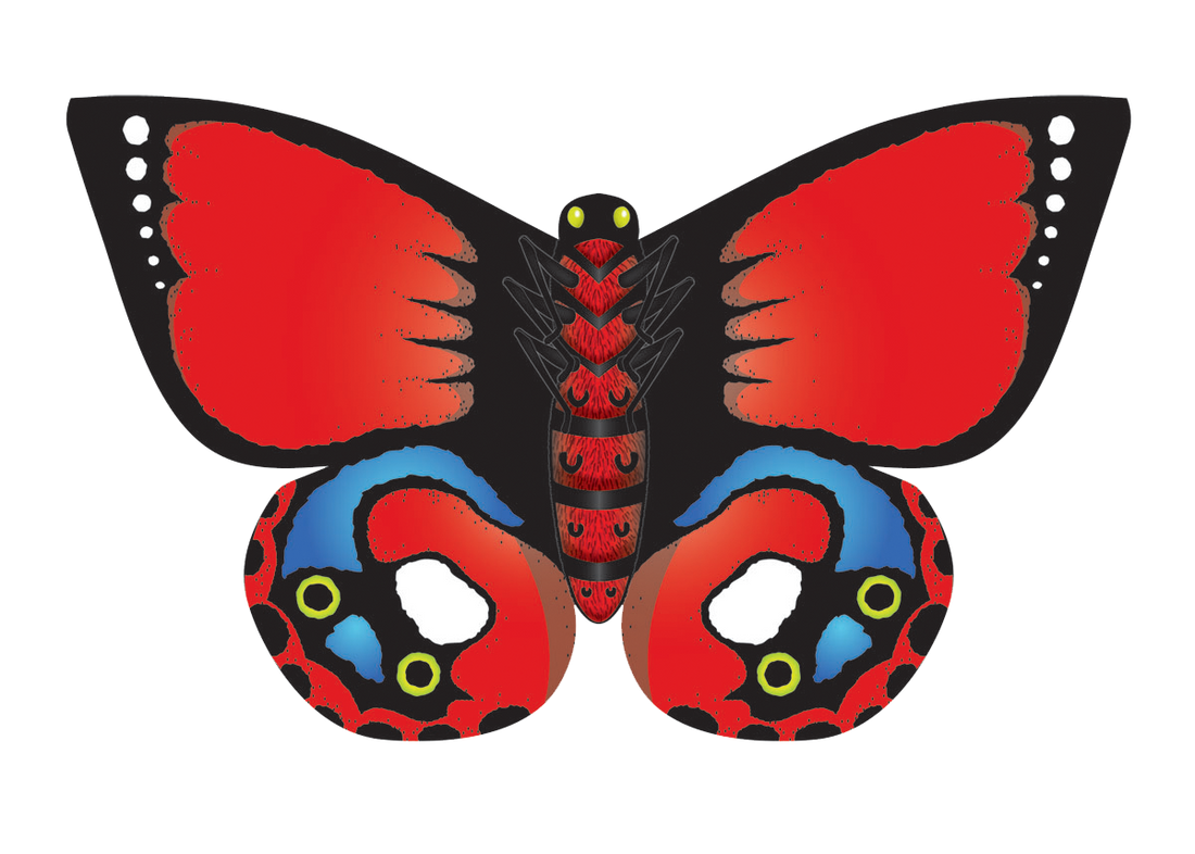 Kites - 32" Nylon Indian Red Butterfly Kite