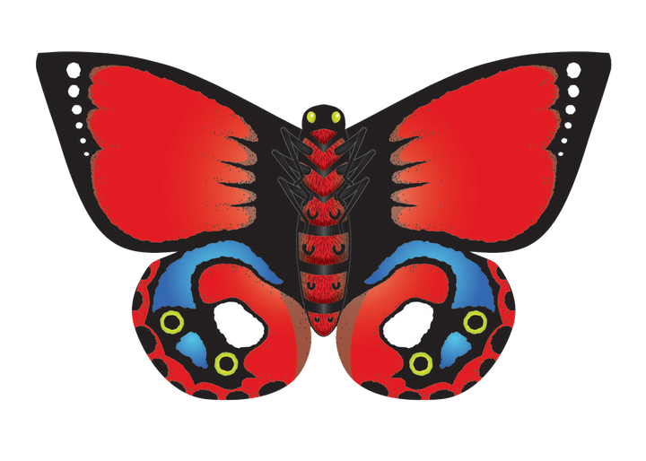 Kites - 32" Nylon Indian Red Butterfly Kite
