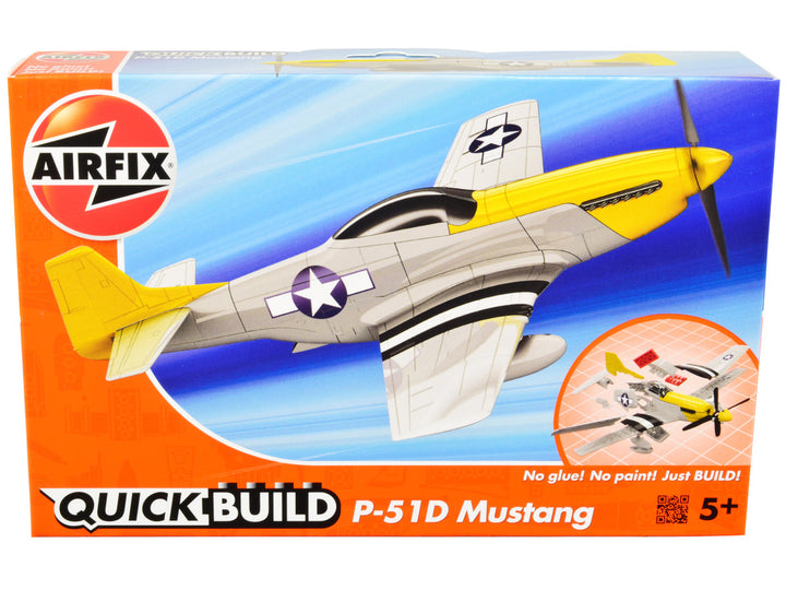 Skill 1 Model Kit P-51D- Mustang Snap Together Painted Plastic Model Airplane Kit by Airfix Quickbuild-0