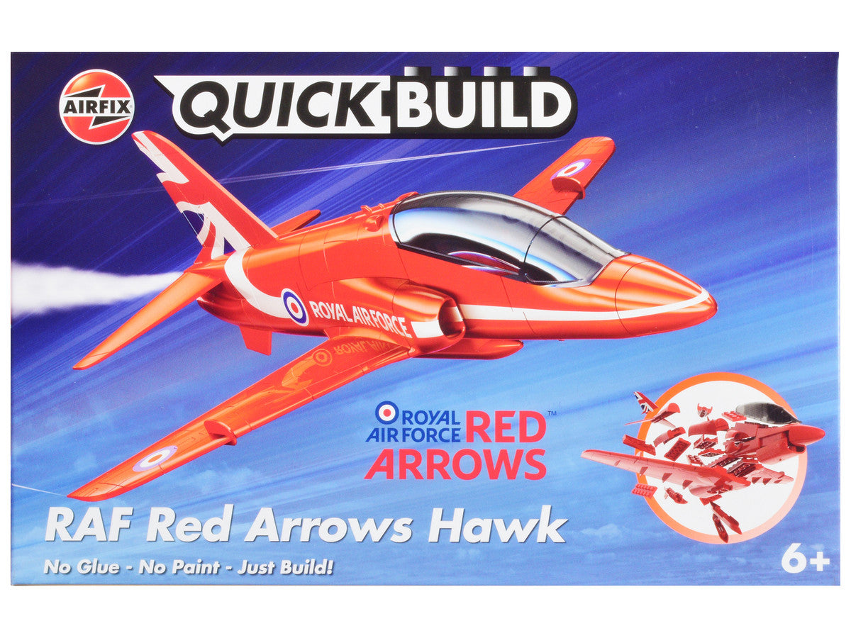 Skill 1 Model Kit Royal Air Force Red Arrows Hawk Aircraft Red Snap Together Painted Plastic Model Airplane Kit by Airfix Quickbuild-0