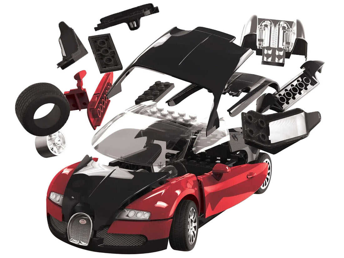 Skill 1 Model Kit Bugatti Veyron Red / Black Snap Together Model by Airfix Quickbuild-2