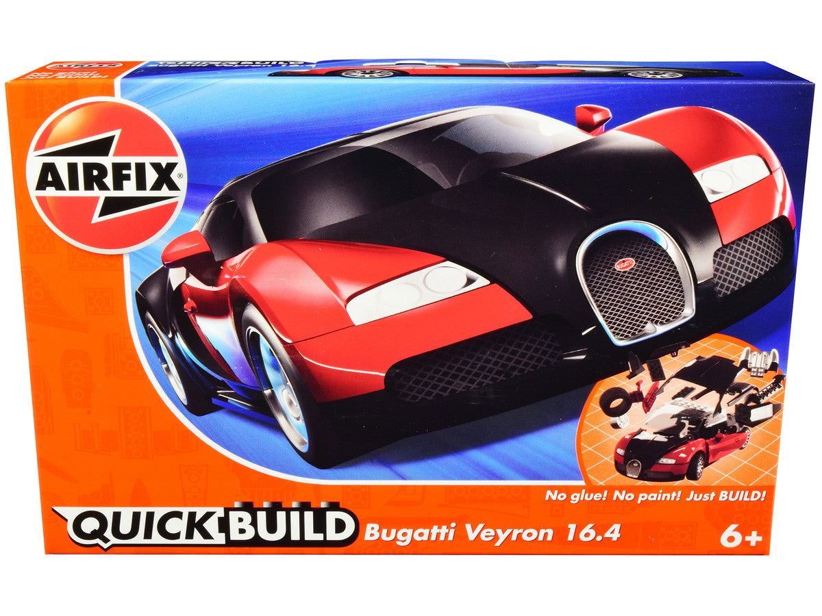 Skill 1 Model Kit Bugatti Veyron Red / Black Snap Together Model by Airfix Quickbuild-0