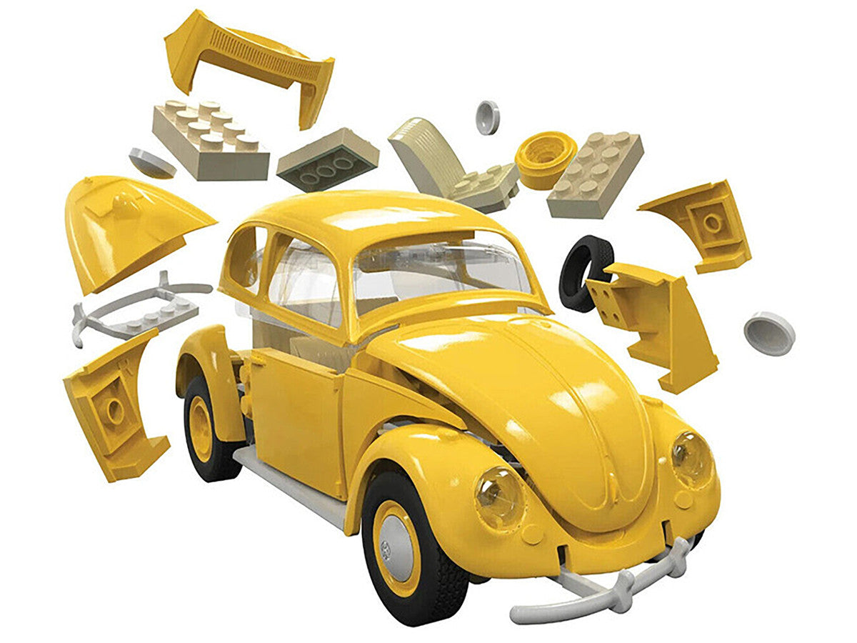 Skill 1 Model Kit Old Volkswagen Beetle Yellow Snap Together Model by Airfix Quickbuild-2