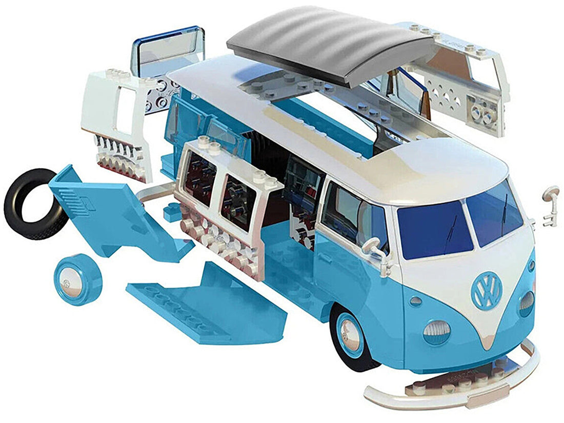 Skill 1 Model Kit Volkswagen Camper Van Blue Snap Together Model by Airfix Quickbuild-2